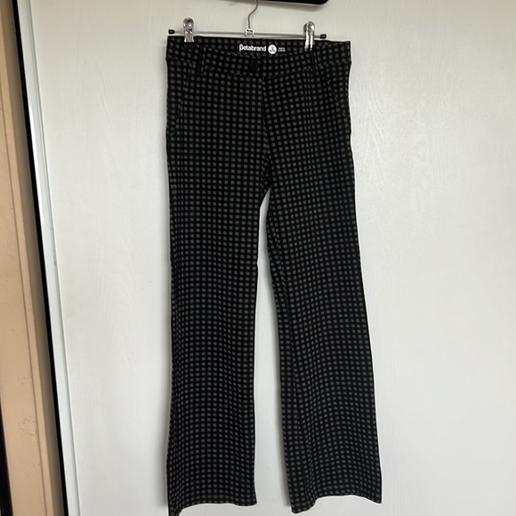 Betabrand Yoga Bootcut Dress Pants Gray & Black Check Print Small Petite - Picture 1 of 6